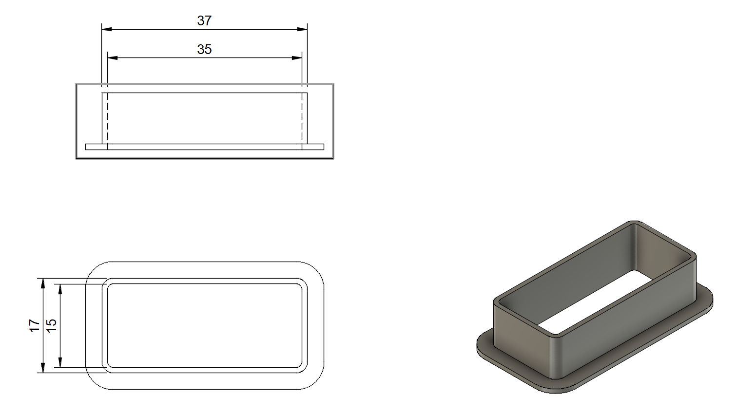 Rectangular cable passthrough 35x15mm — miniatura 4
