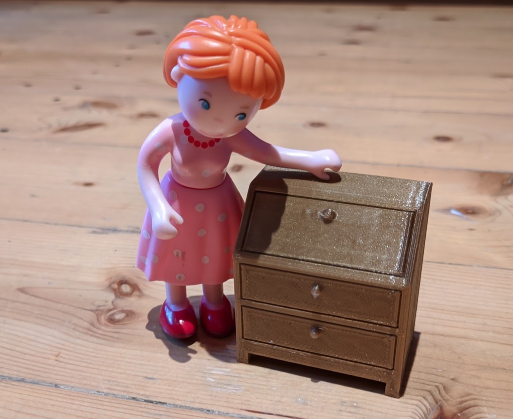 Easy print doll house furniture: secretary / secretaire / escritoire drawer chest