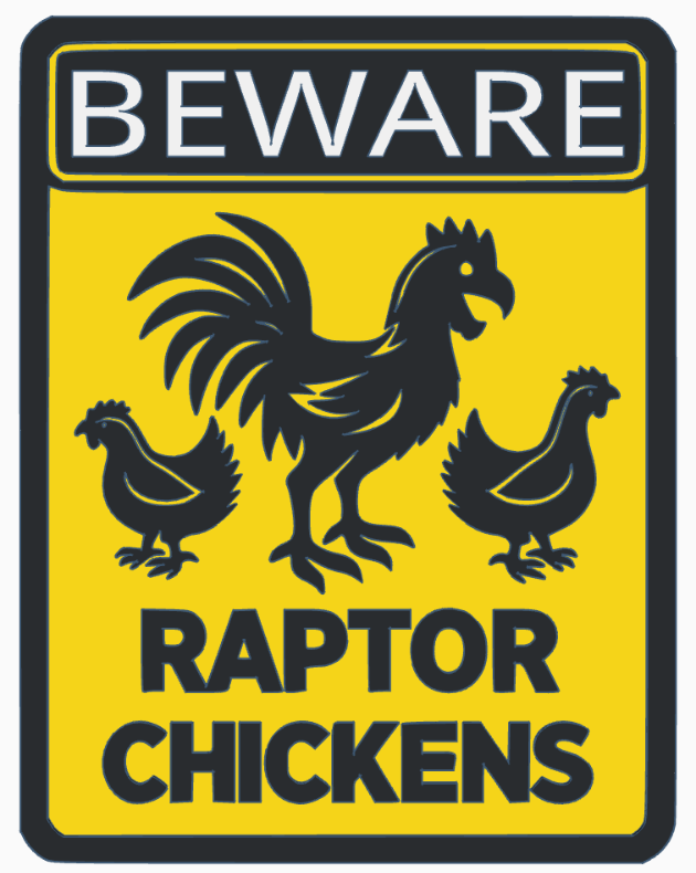 Sign: Beware raptor chickens