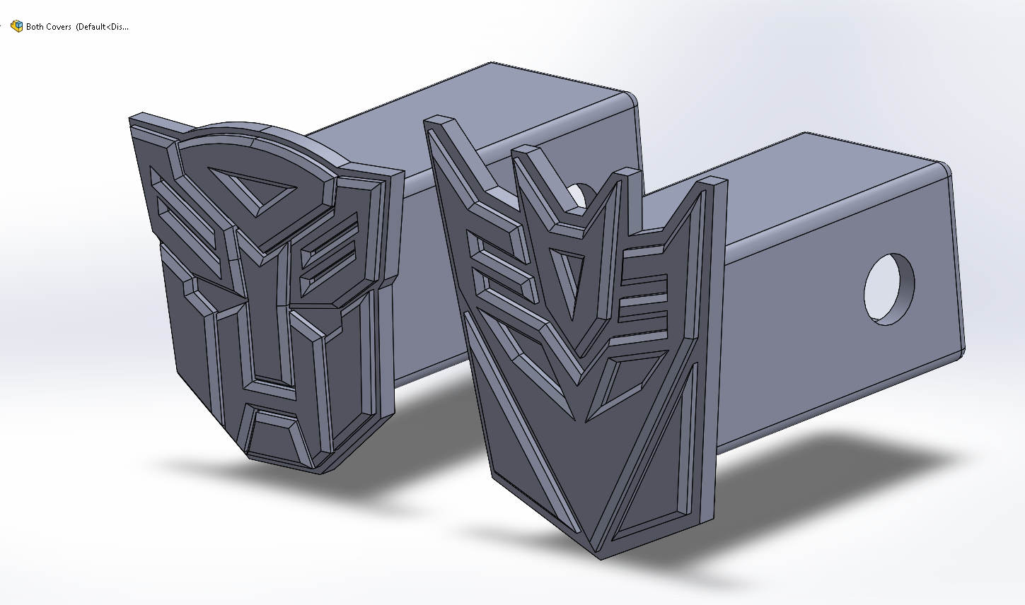 Decepticon and Autobot themed hitch covers