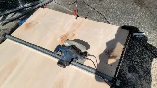 Guide for cutting plywood.