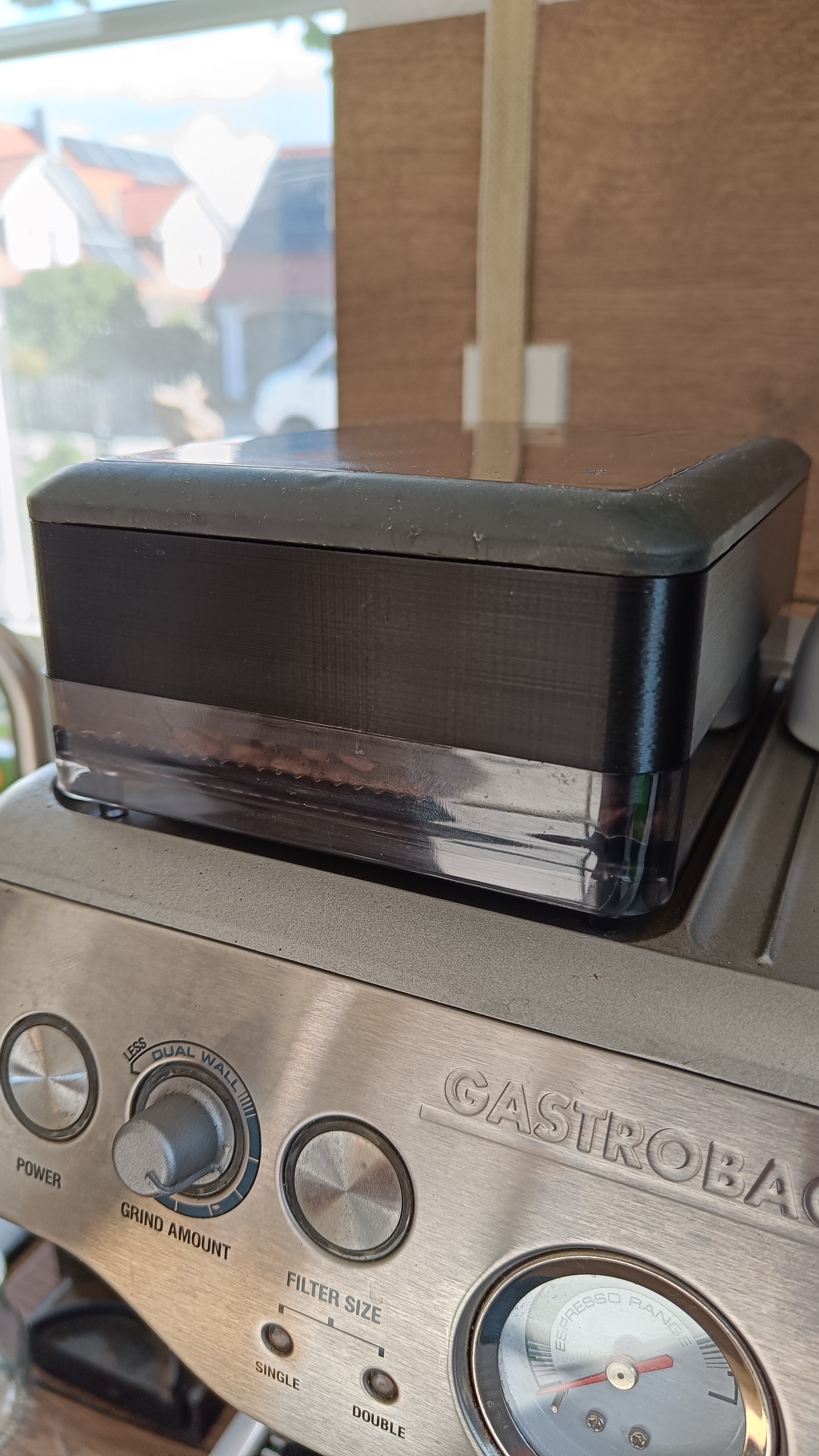 Rectangular coffee bean holder extension for Gastroback / Sage