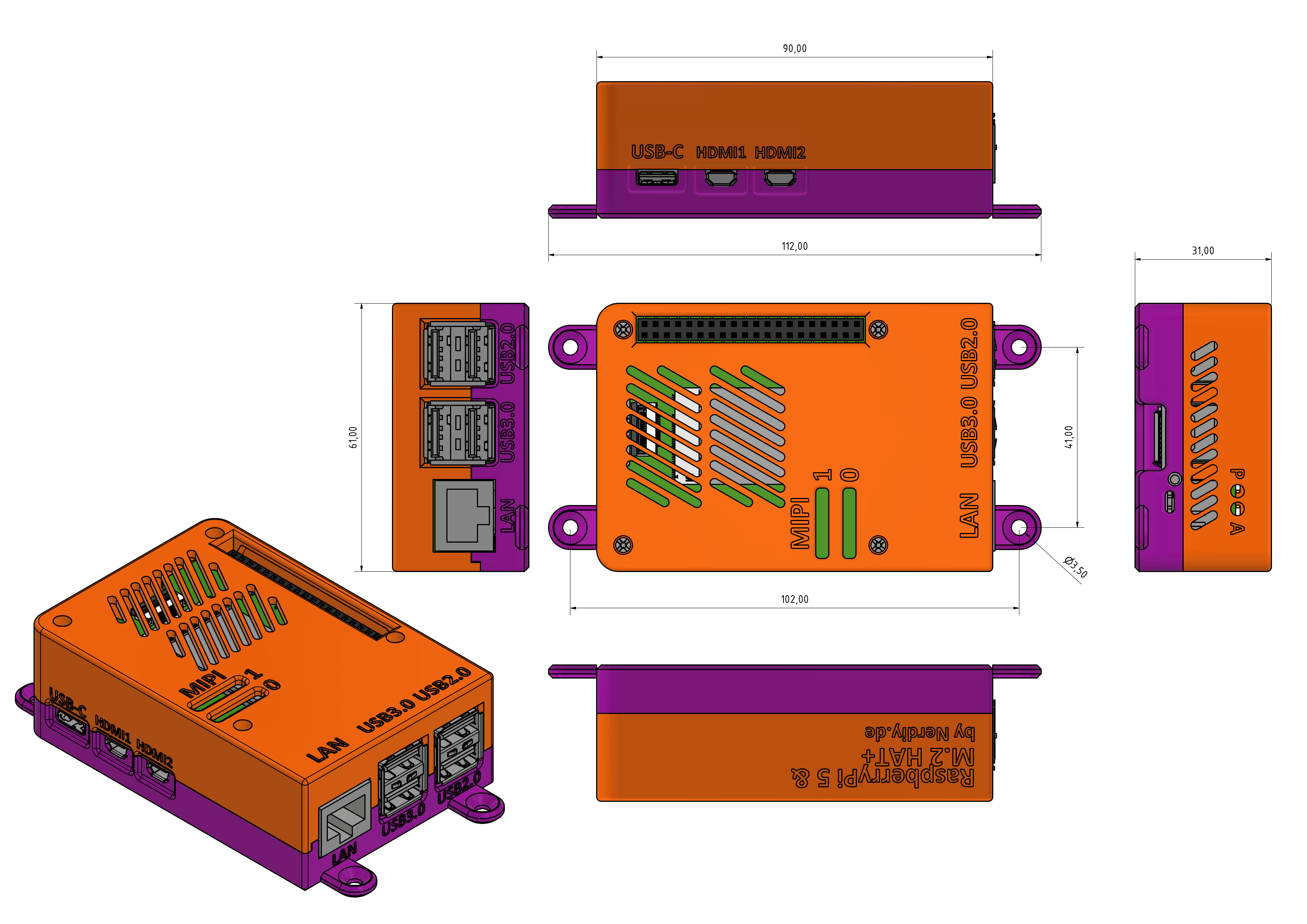 Raspberry Pi 5 & RaspberryPi M.2 HAT+ Housing by Nerdiy.de — miniatura 14