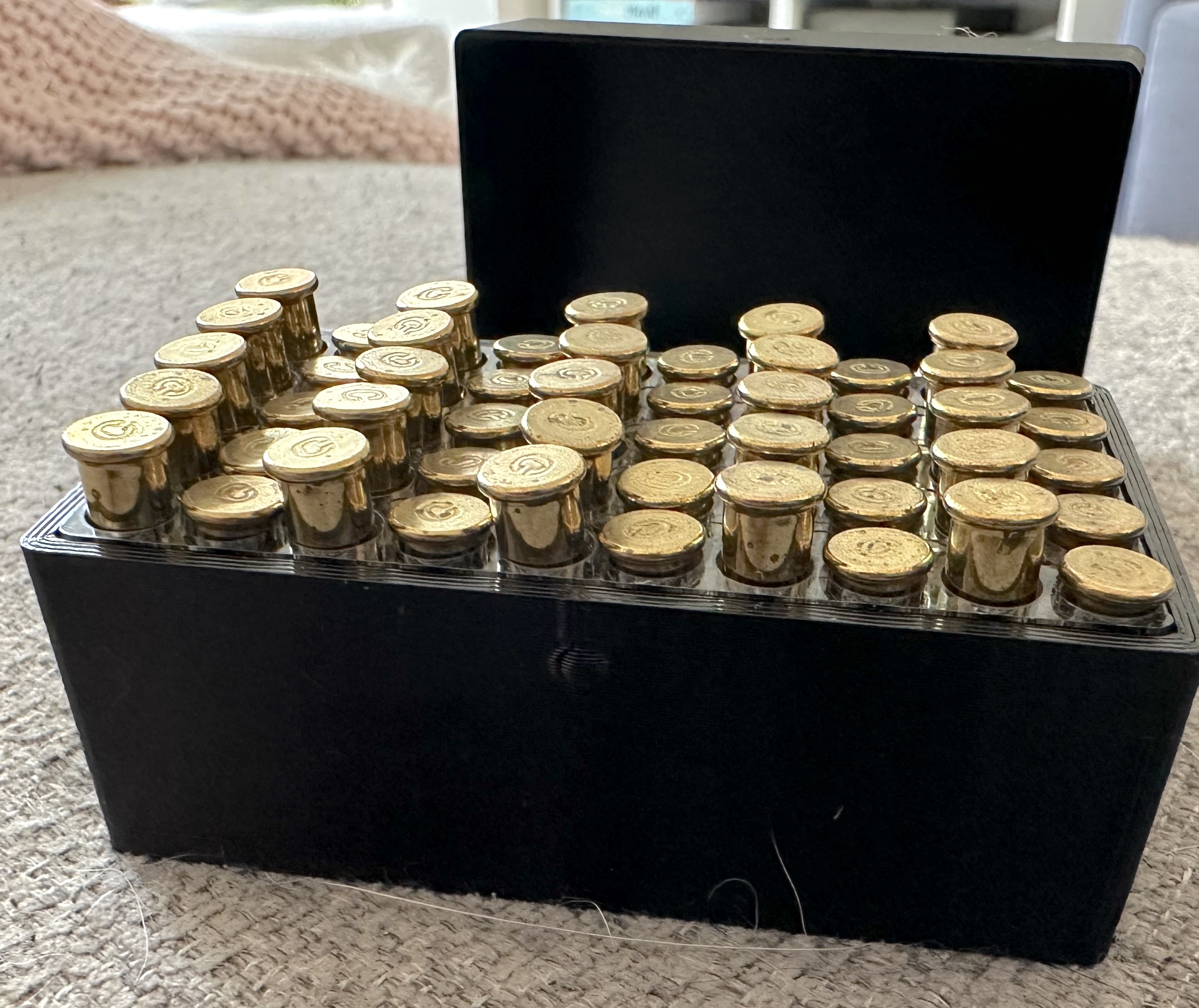 Easy grab, Cal 22lr (.22) Storage Box (50 cartridges), with alternated height