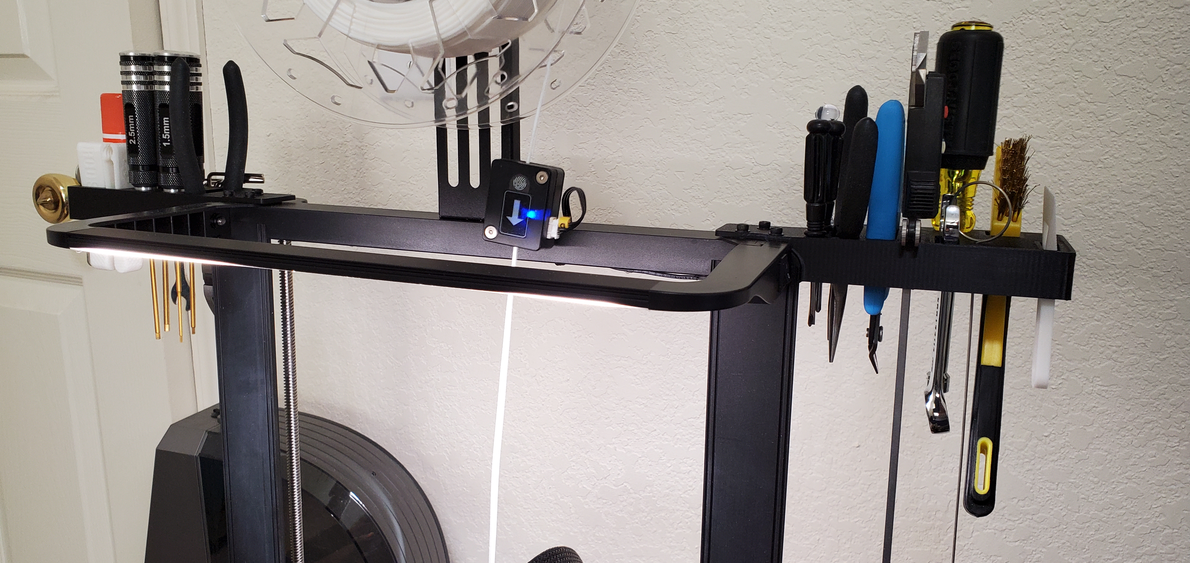 Tool Holder for Ender 3 V3 KE/SE with LED Light Bar, left & right for more tools 3D model thumbnail