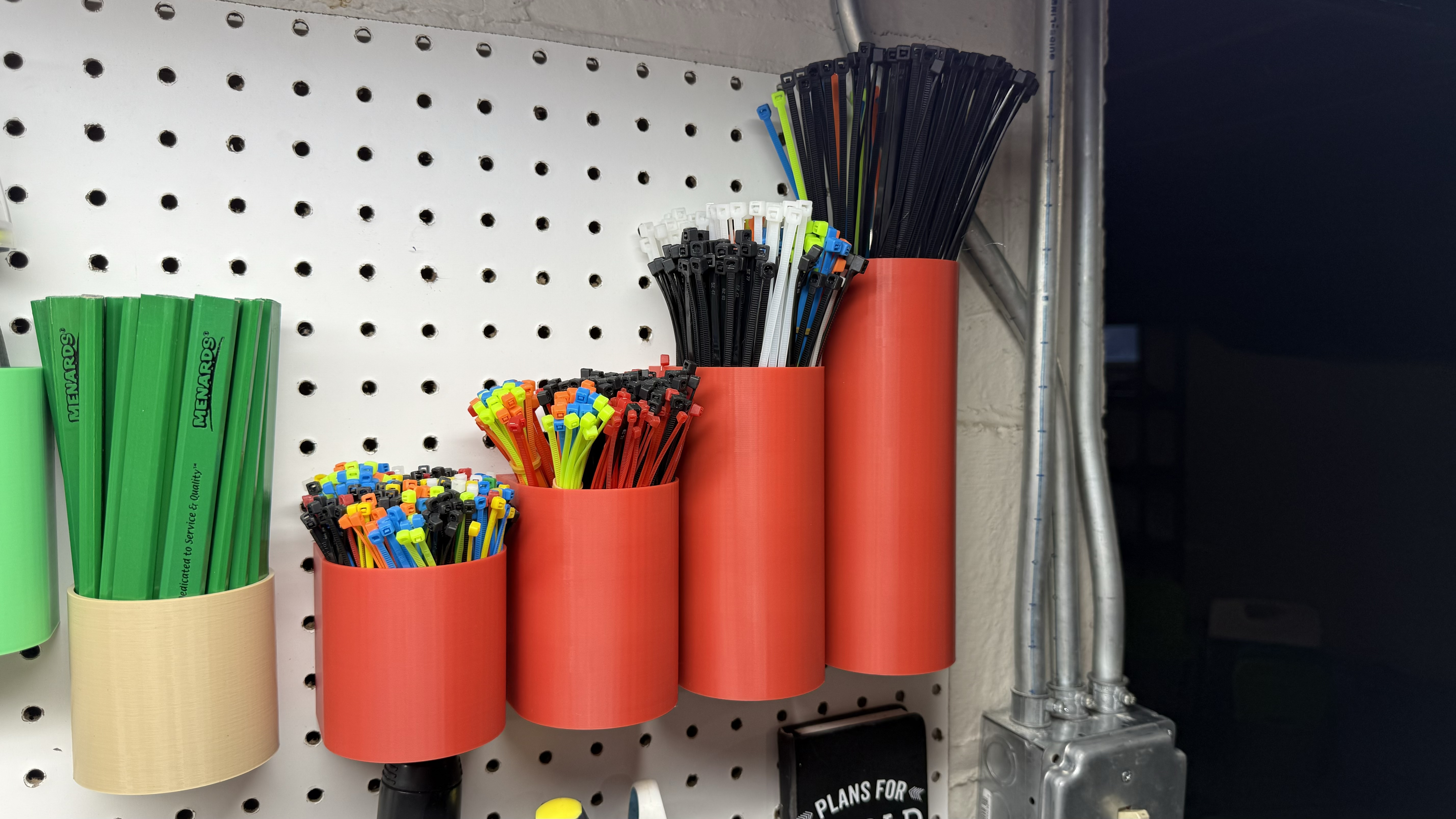 Pegboard Zip Tie Storage- 4 sizes