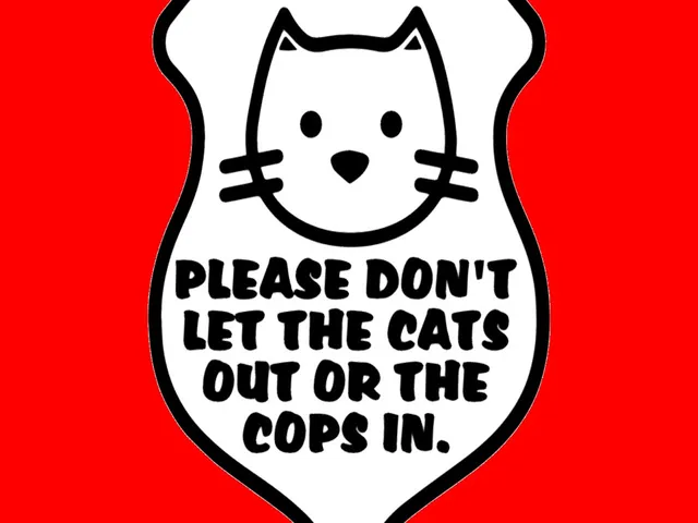 PLEASE DON'T LET THE CATS OUT OR THE COPS IN, BADGE SIGN