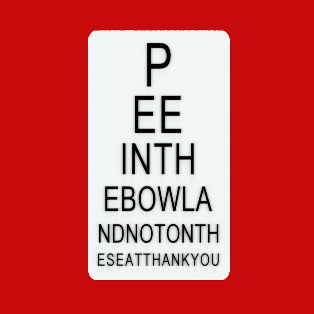 BATHROOM SIGH - PEEINTHEBOWLANDNOTONTHESEATTHANKYOU, sign