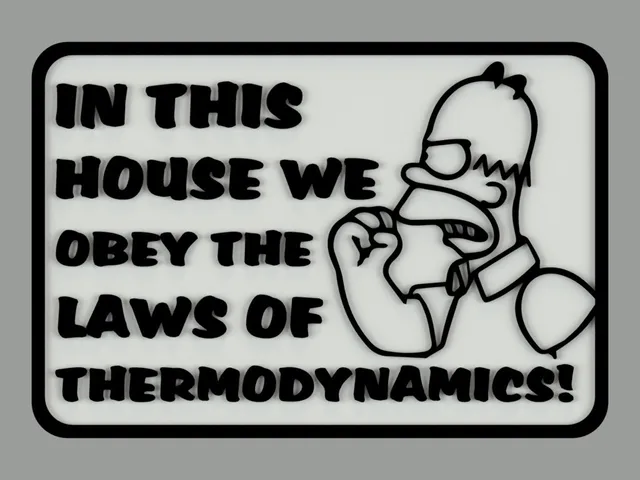 In this house we obey the laws of thermodynamics! sign