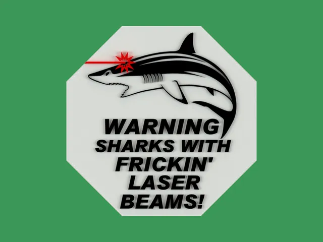 WARNING SHARKS WITH FRICKIN' LASER BEAMS SIGN