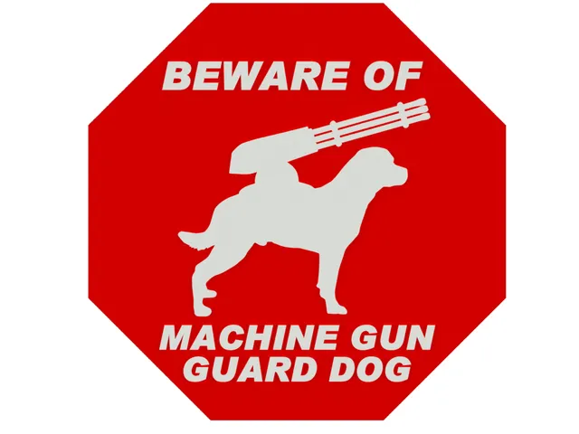 BEWARE OF MACHINE GUN GUARD DOG SIGN