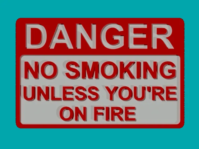 DANGER - NO SMOKING UNLESS YOU'RE ON FIRE SIGN