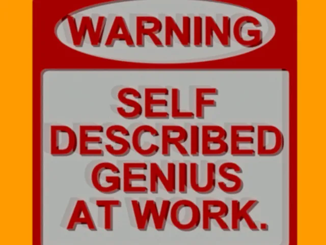 WARNING - SELF DESCRIBED GENIUS AT WORK, SIGN