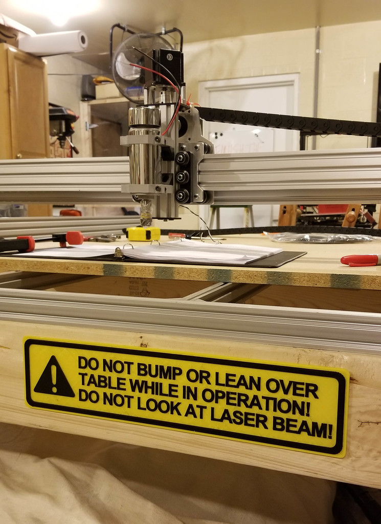 CNC - Table Warning Sign, Do Not Bump or Lean Over Table. Do Not Look At Laser Beam, sign