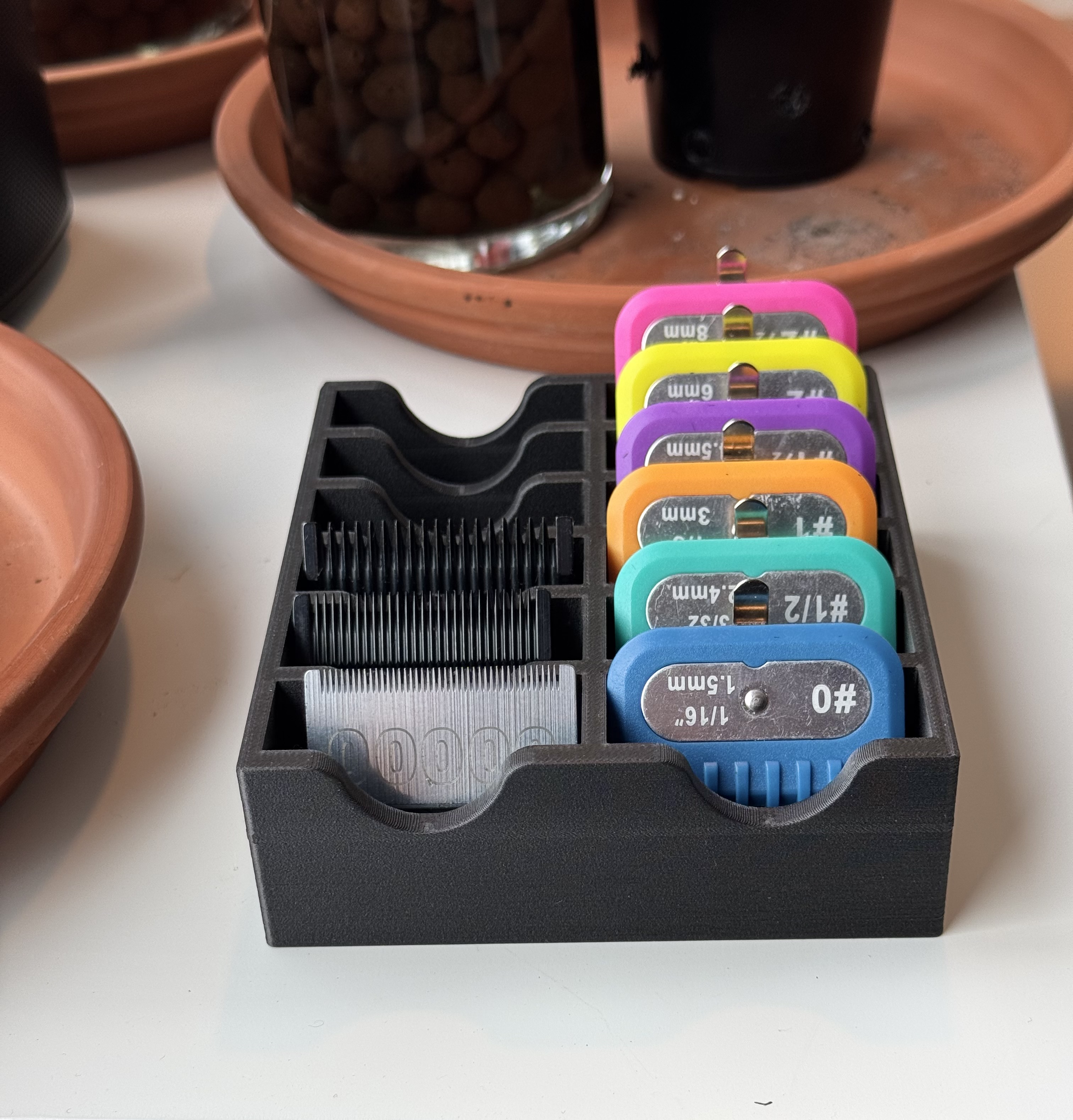 Twelve Slot Clipper Blade and Guard Organizer for Oster Andis or Wahl Hair Trimmers