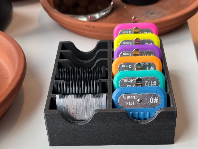 Twelve Slot Clipper Blade and Guard Organizer for Oster Andis or Wahl Hair Trimmers