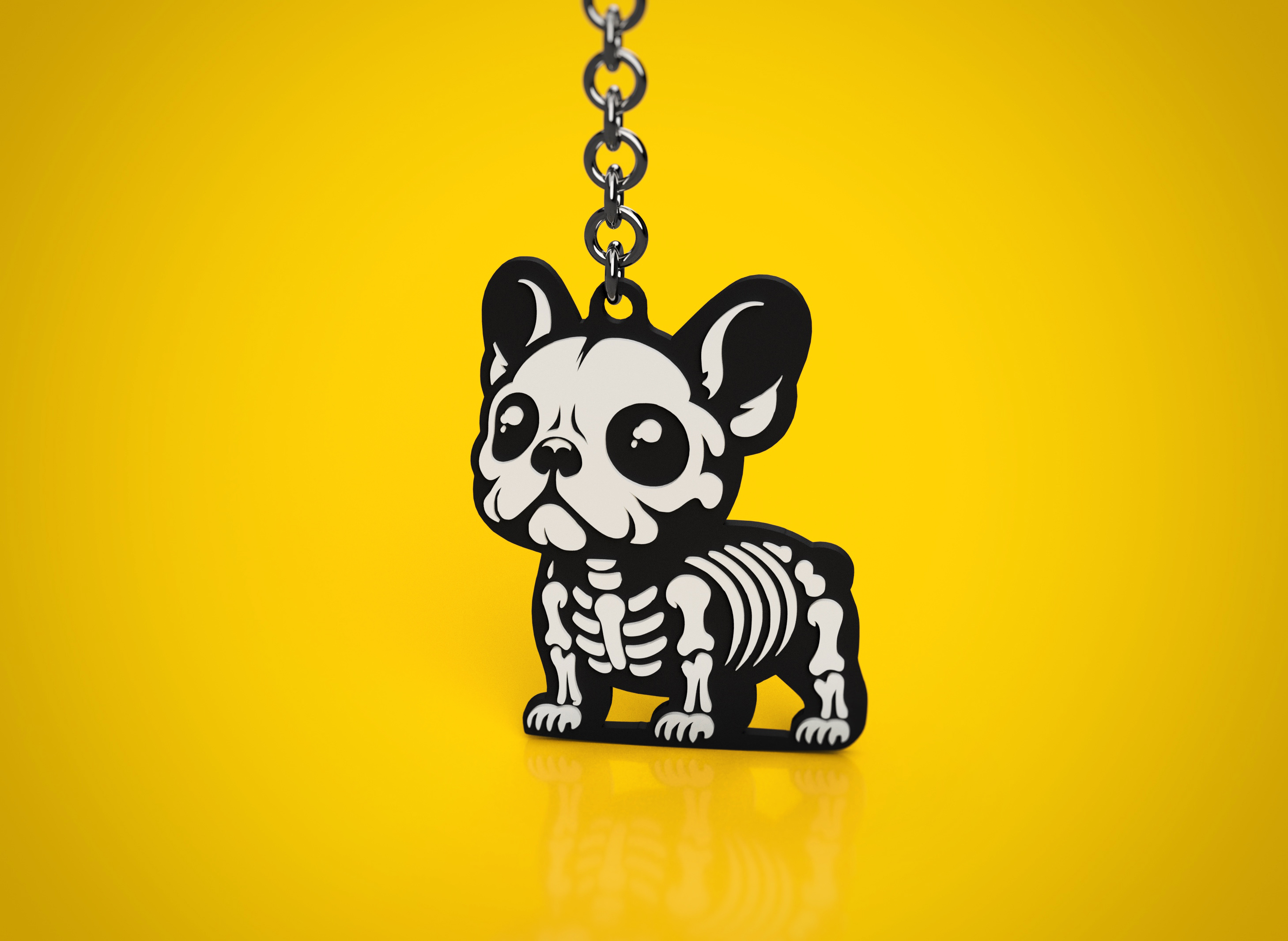 French Bulldog as skeleton Halloween Keychain