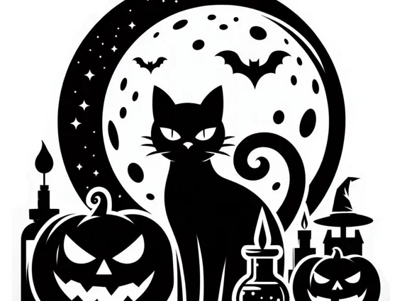 Wall art: Cat and pumpkin (2)