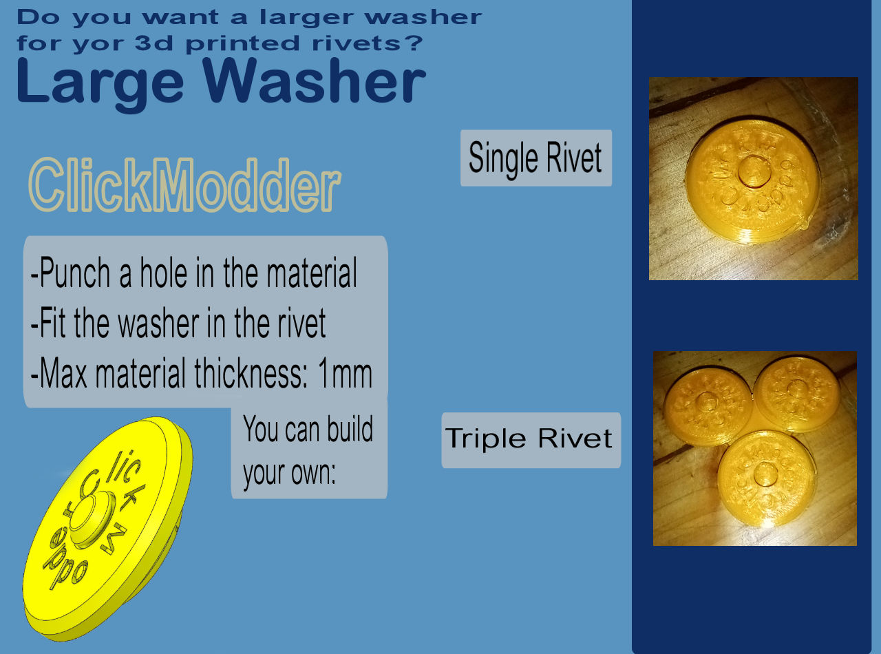 Large Washer for 3d printed rivets por ClickModder | Descargar modelo ...