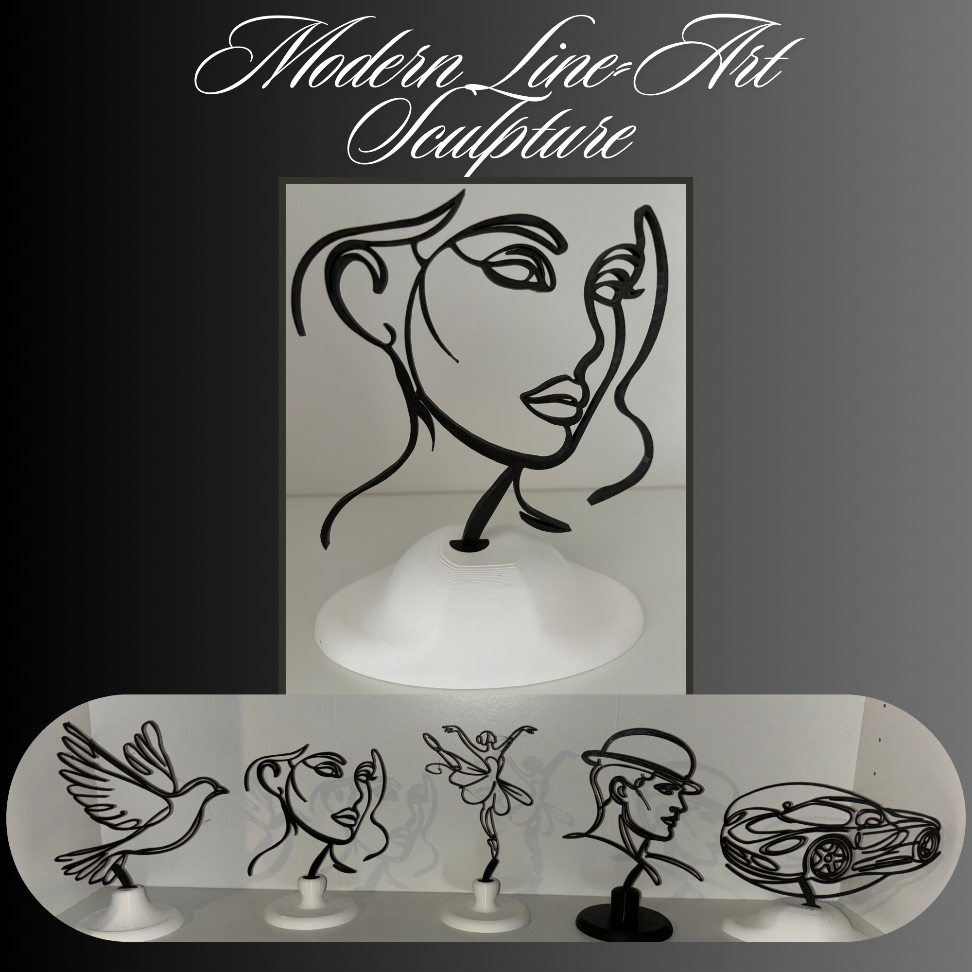 Modern Line Art Sculpture