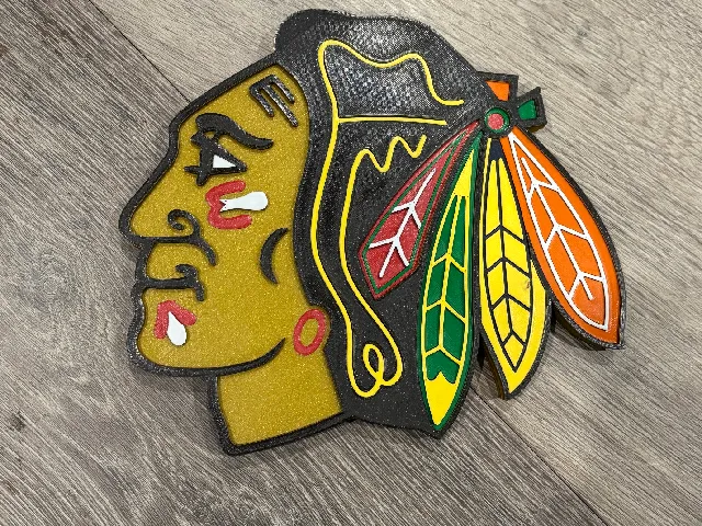 8 color single extruder single piece Chicago Blackhawks Logo wall art