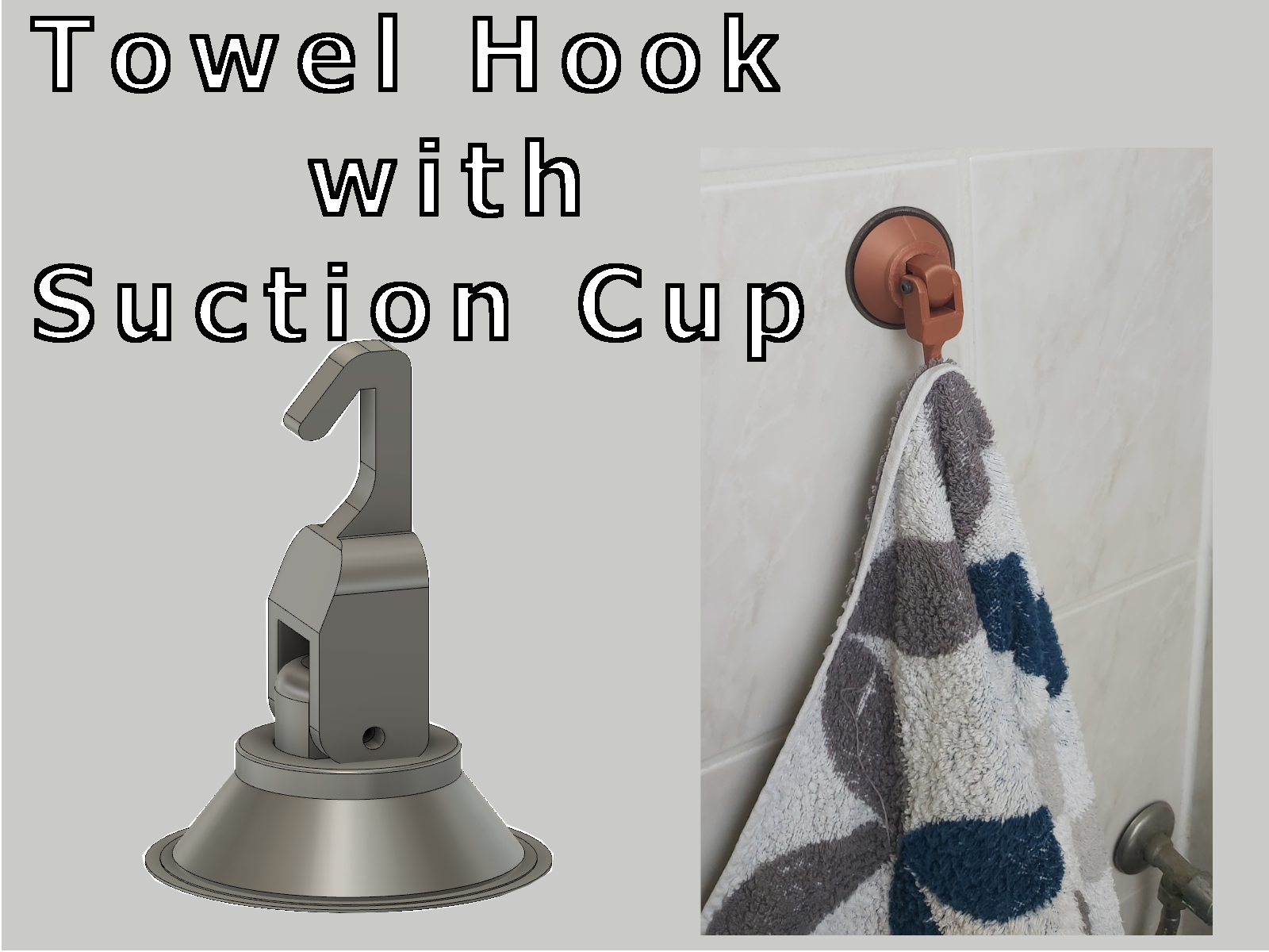 Towel hook with suction cup