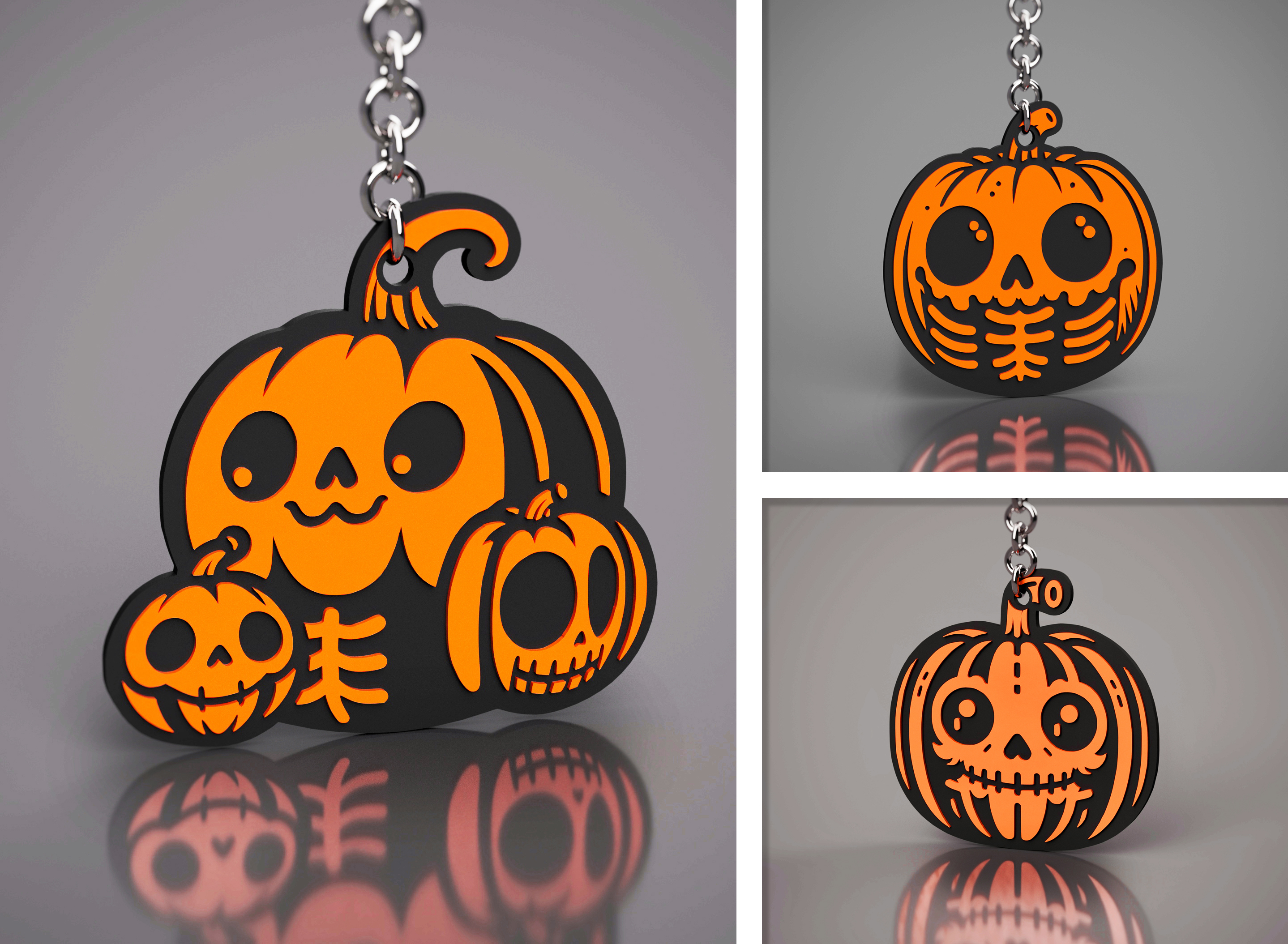 Pumpkin 3 designs Halloween Skeleton Edition