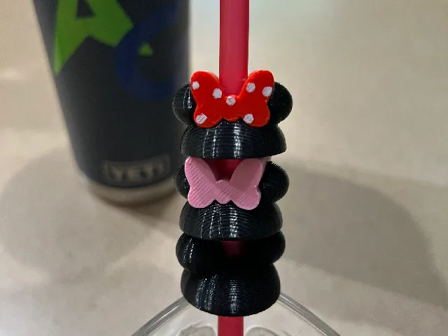 Mickey and Minnie Straw Toppers