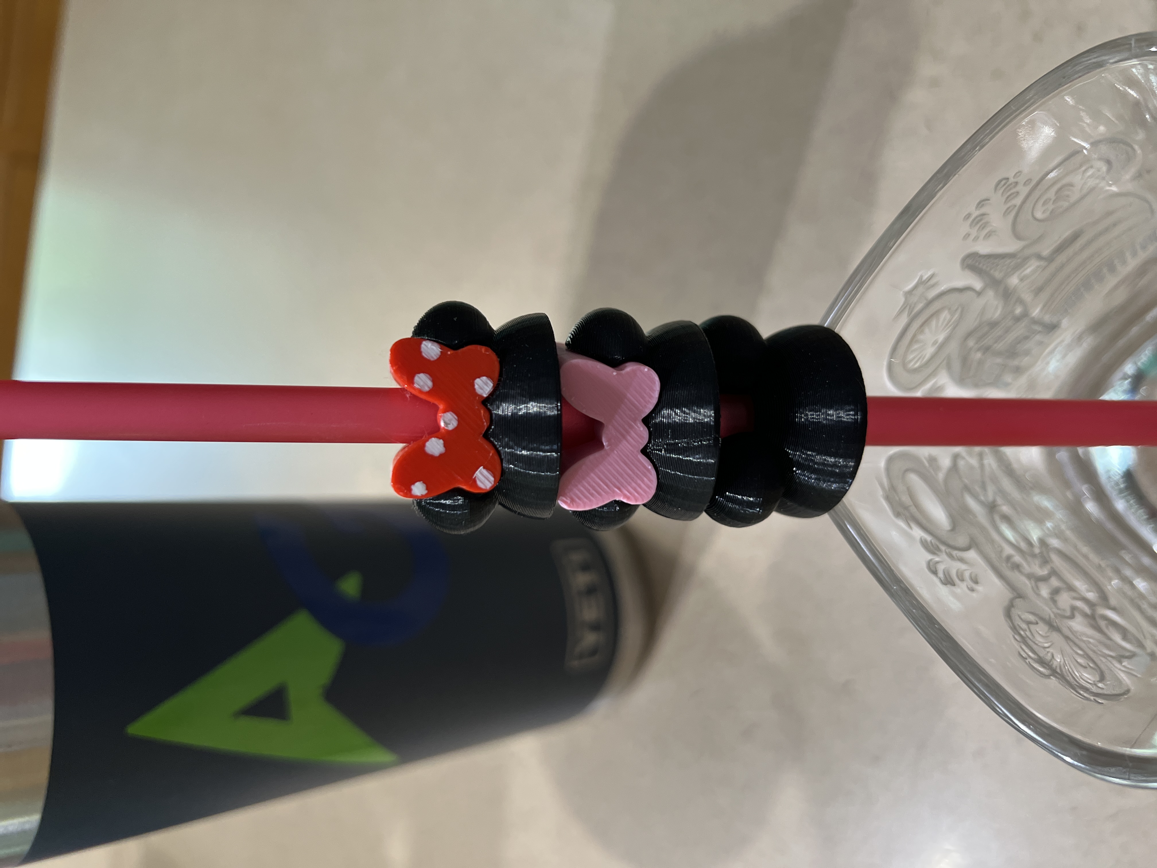 Mickey and Minnie Straw Toppers