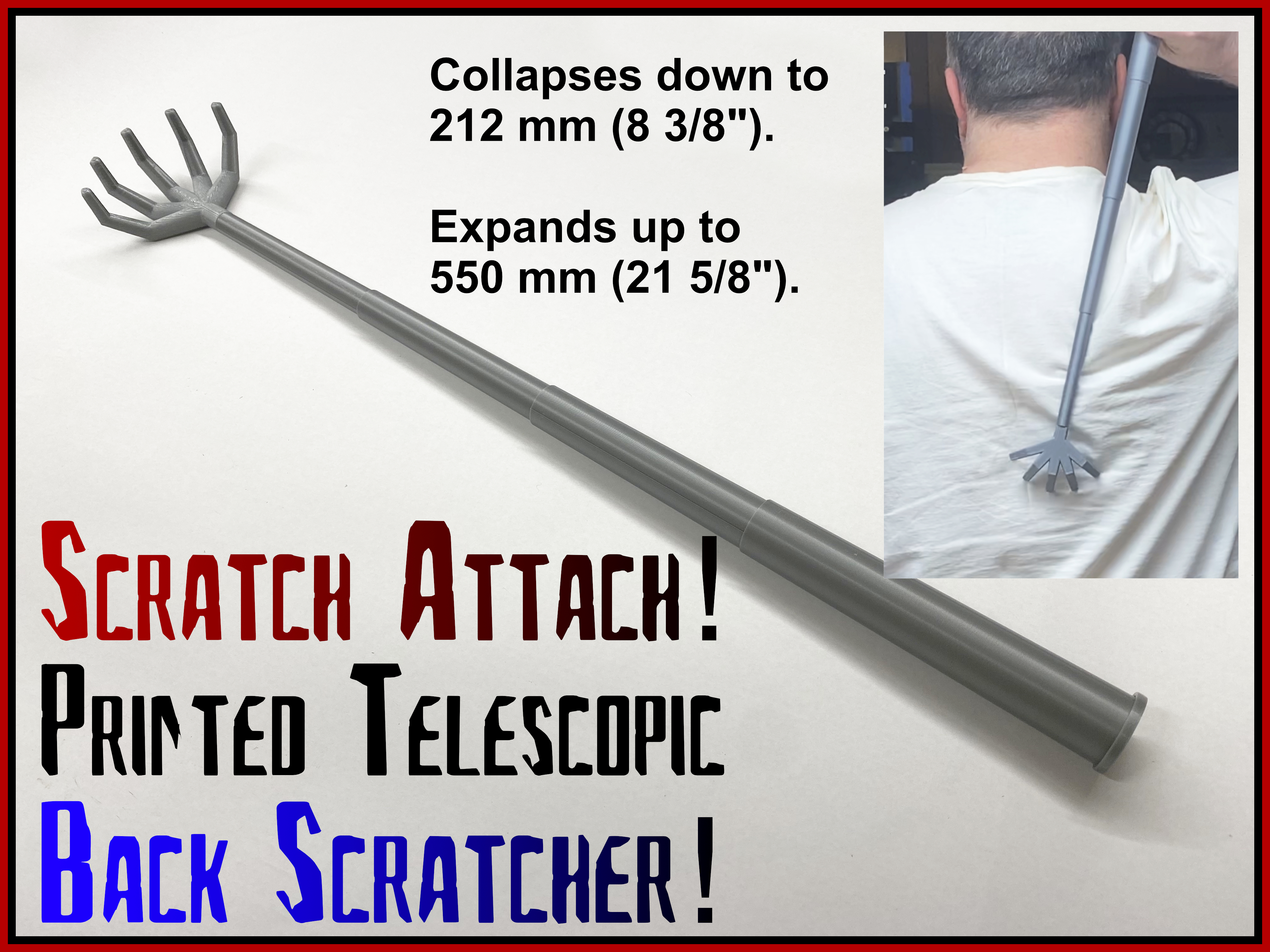 Scratch Attach - Printed, Telescopic Back Scratcher v1.0