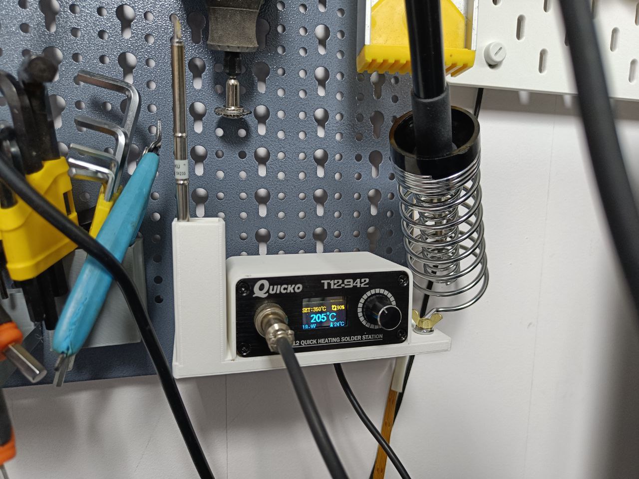 A simple pegboard mount for my cheap T-12 soldering unit