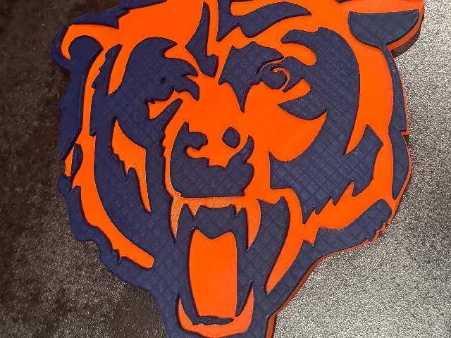 2 color single extruder single piece Chicago Bear Logo 1 piece