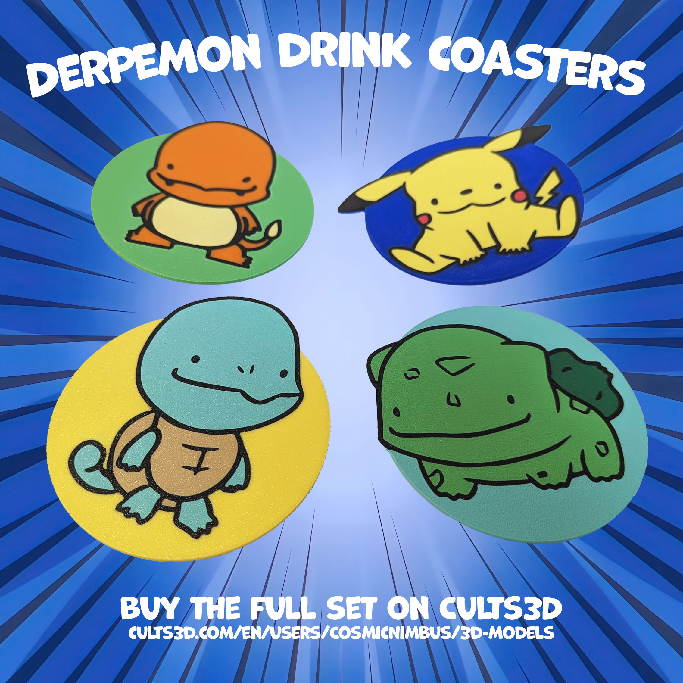 Miniatura 2 do modelo 3D Derpemon Derpichu drink Coaster - pokemon inspired