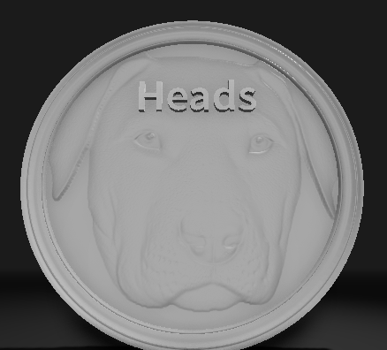 Dog heads or tails coin