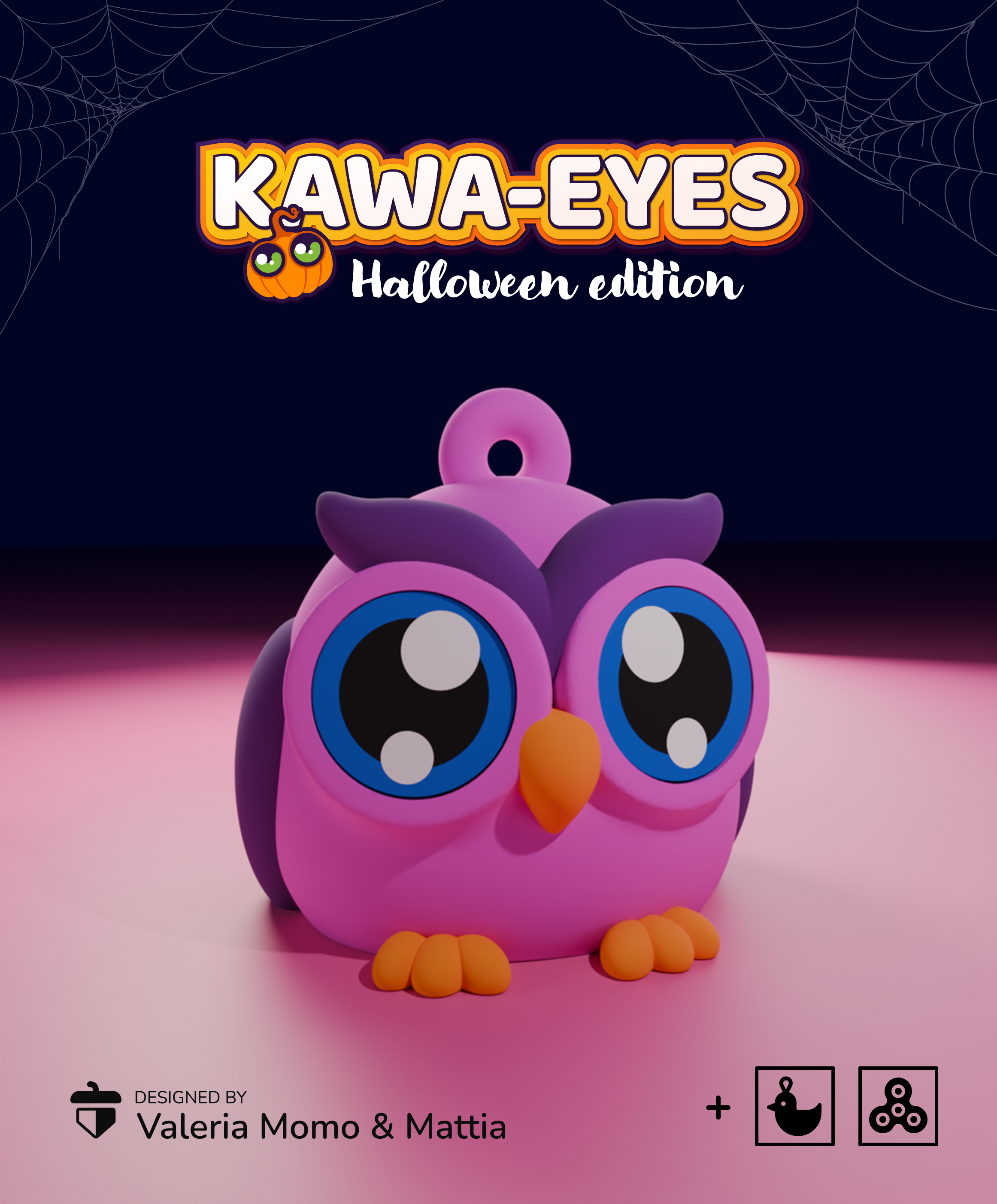 Kawa-eyes Owl Keychain & Fidget! 4 Halloween