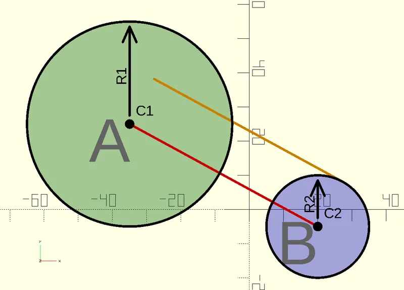 Tutorial: Tangent lines of circles in OpenSCAD by Stone Age Sculptor ...