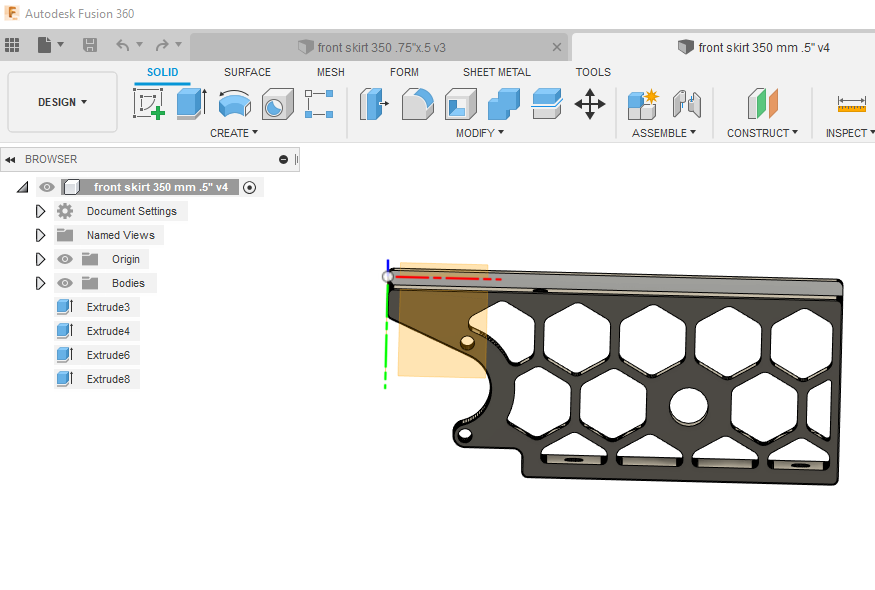 Voron 2.4 350mm Front Skirt with Power Switch