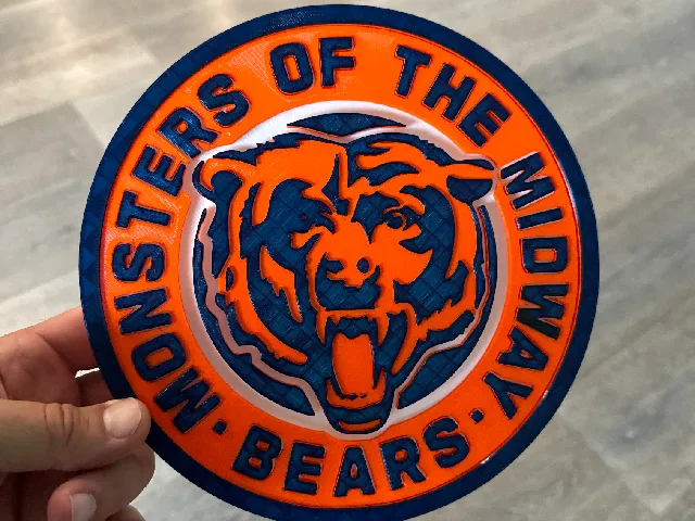 3 color single extruder single piece Chicago Bears Monsters of the Midway Logo