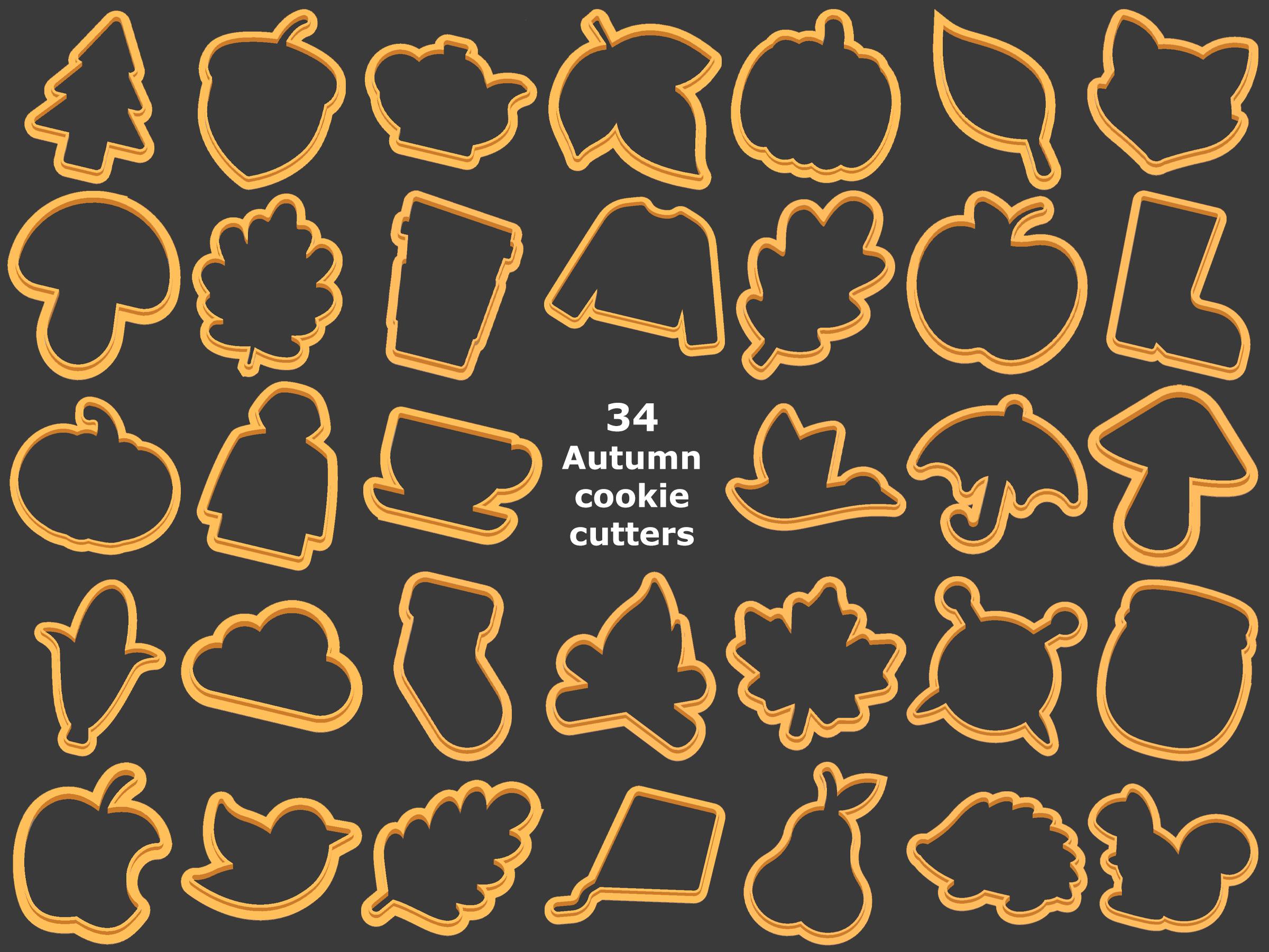 34 Autumn cookie cutters | 34 podzimních vykrajovátek