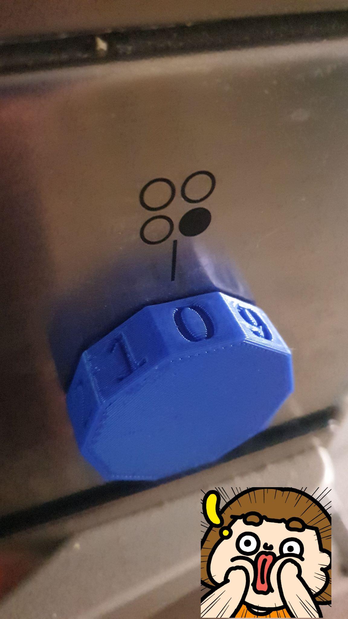 Decagon stove knob with imprinted scale numbers (openscad)