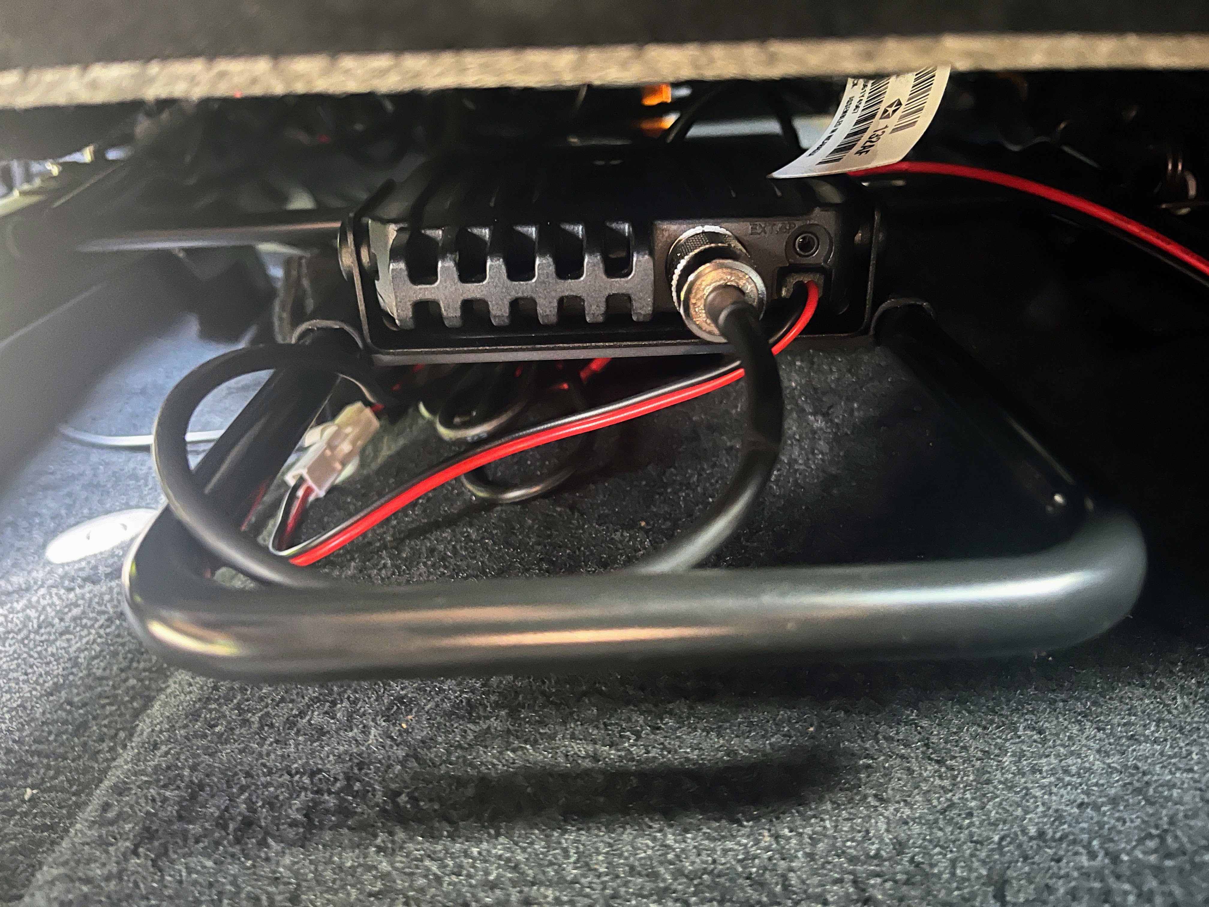 CB radio mount under the passenger seat for Jeep Wrangler JL