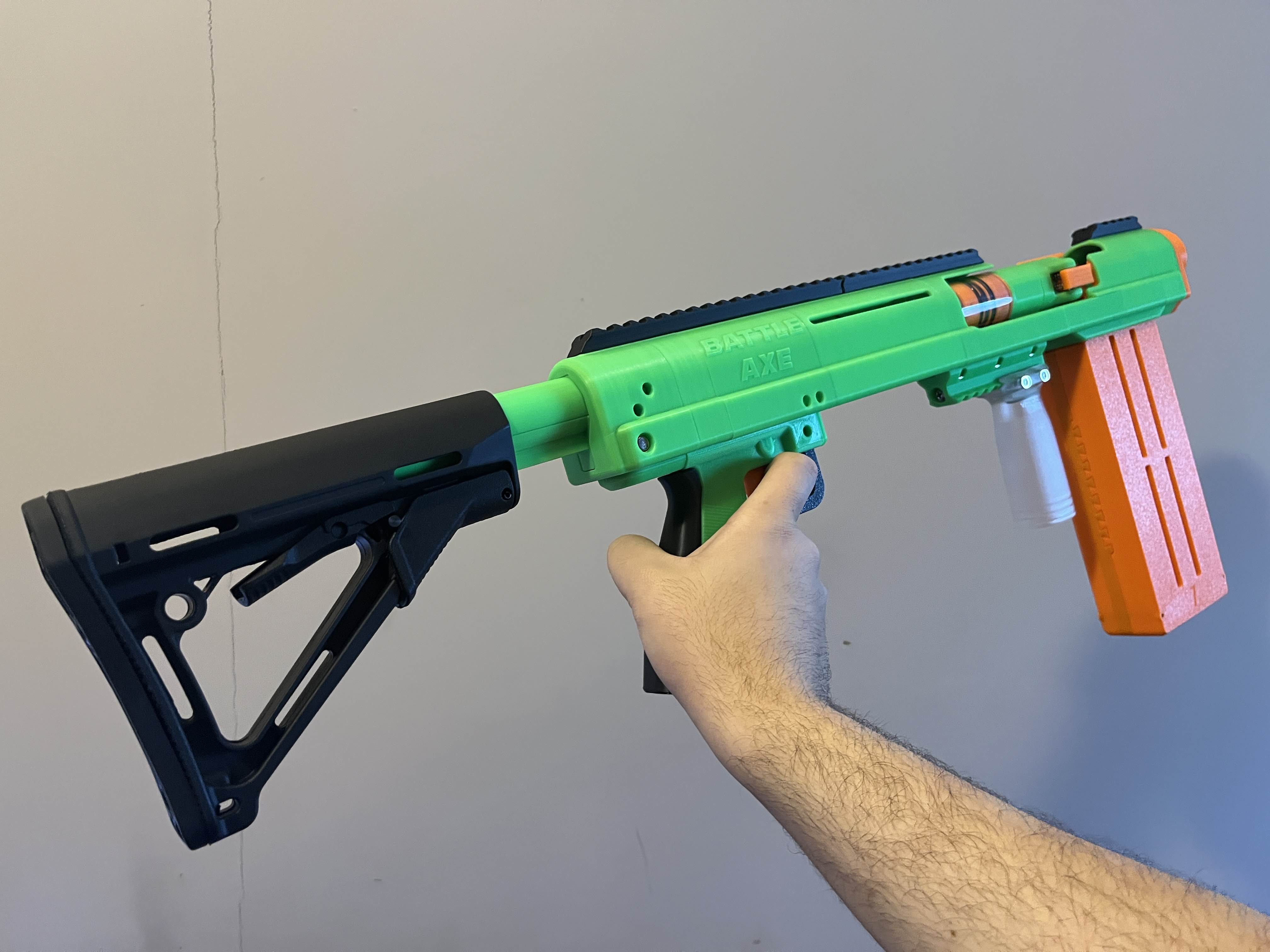 Battle Axe Shell Ejecting Nerf Shotgun (3D Printed Nerf Blaster) by