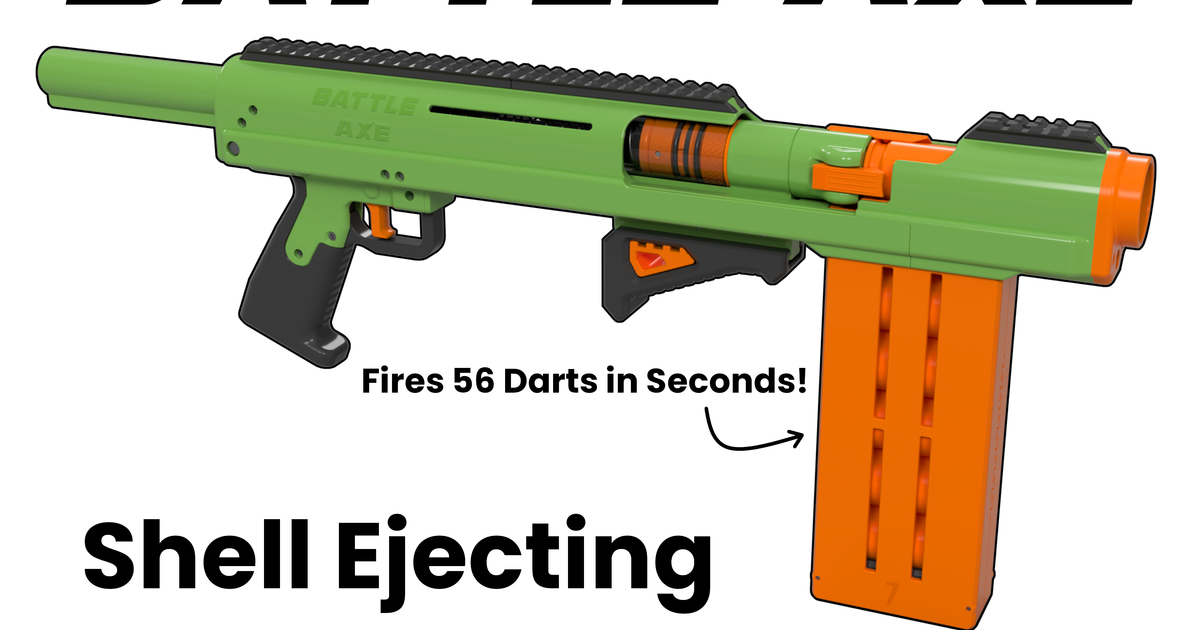 Battle Axe - Shell Ejecting Nerf Shotgun (3D Printed Nerf Blaster) by ...