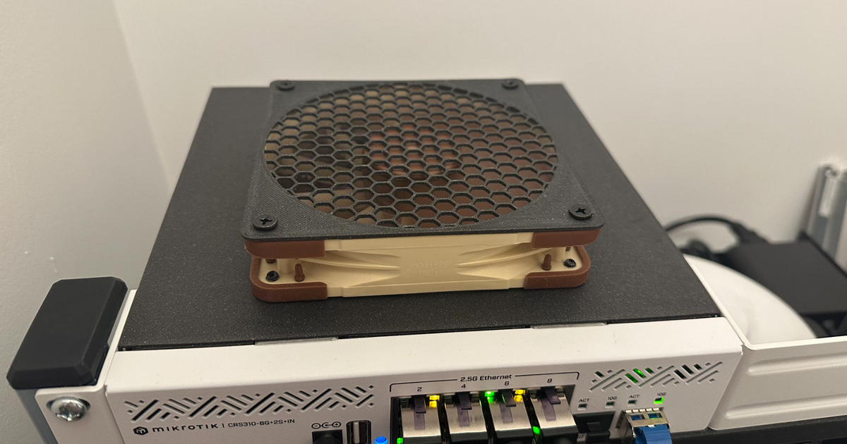 Microtik CRS310 cover with 120mm fan by d3vyce Download free STL