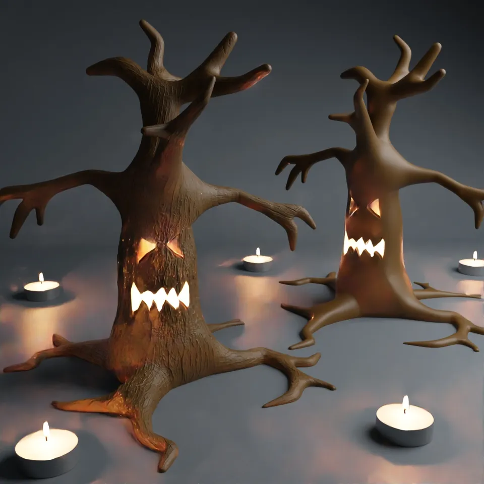 Spooky Halloween Tree Monster tealight holder by Maker81 | Download ...