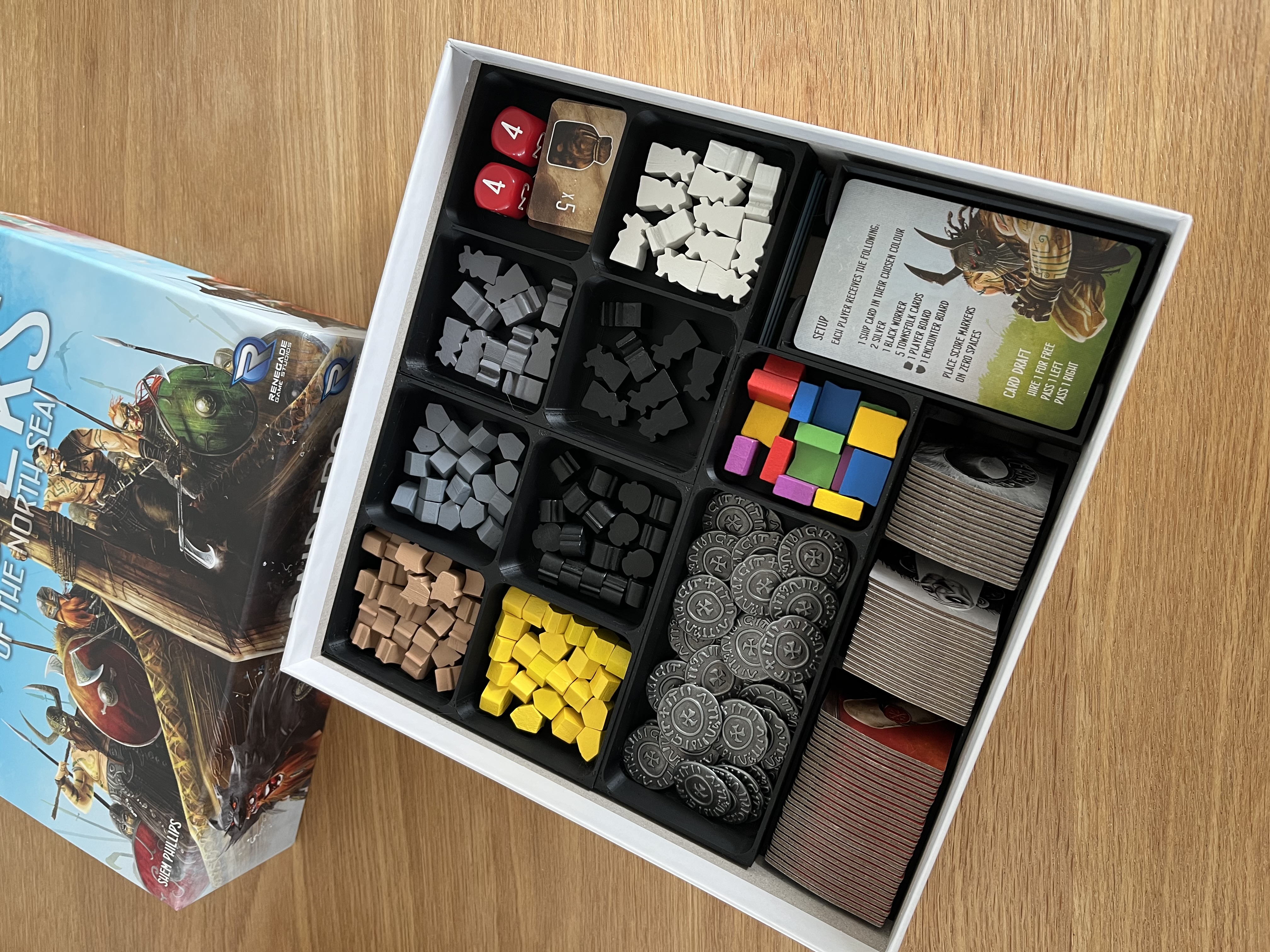 RAIDERS OF THE NORTH SEA + HALL OF HEROES only 4 PLAYERS Board Game Insert