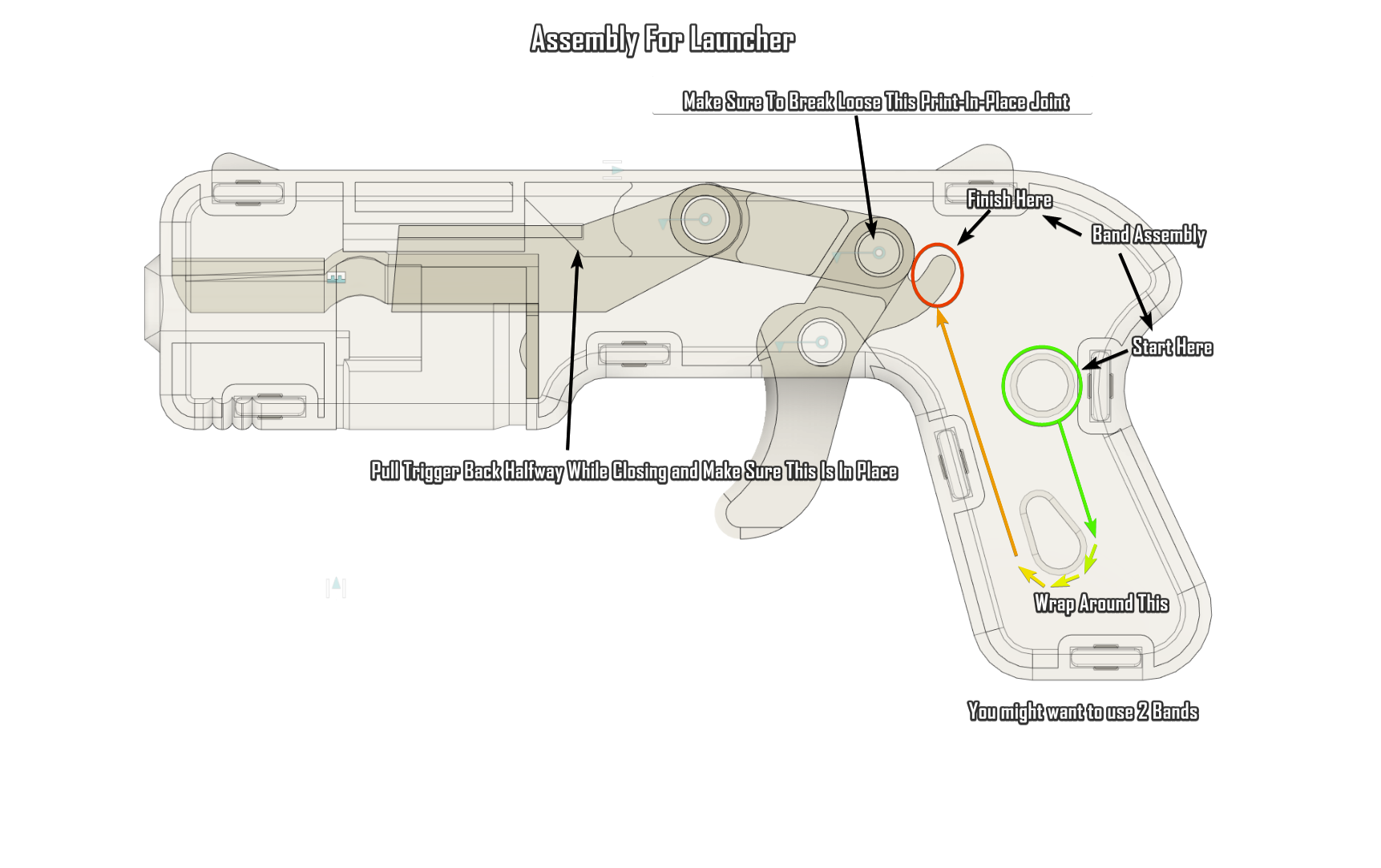 Toy Gun Exploded View Tiny Toy Blaster V2 (6mm Airsoft Toy Gun) No Glue, No Fasteners: Just ...