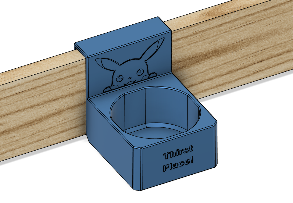 Hanging Cupholder for 18mm (~5/8") wood rail, 80mm (~3") cup