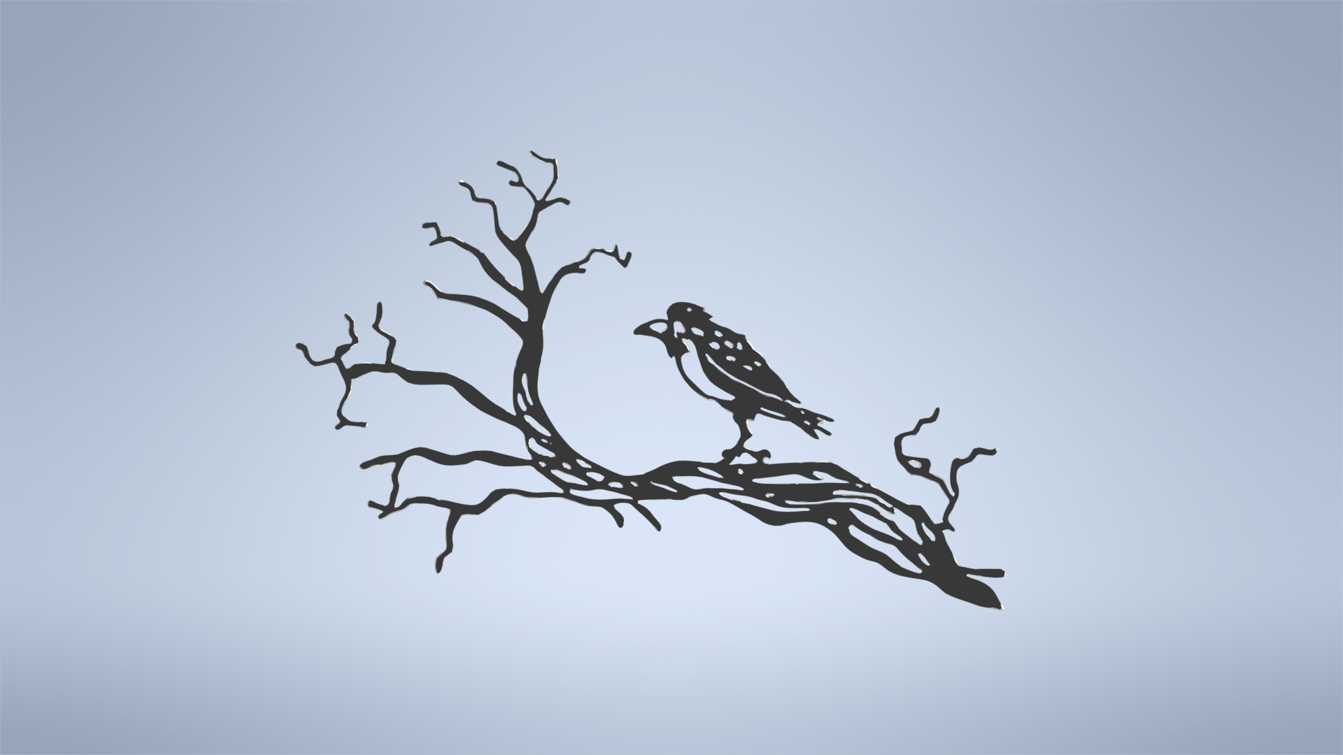 Halloween raven on tree wallart by sunshinemakes | Download free STL ...