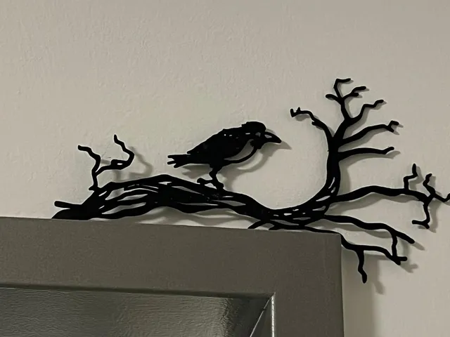 Halloween raven on tree wallart
